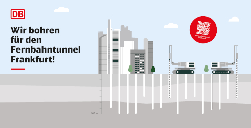 Eine Skizze von Bohrungen für den Fernbahntunnel